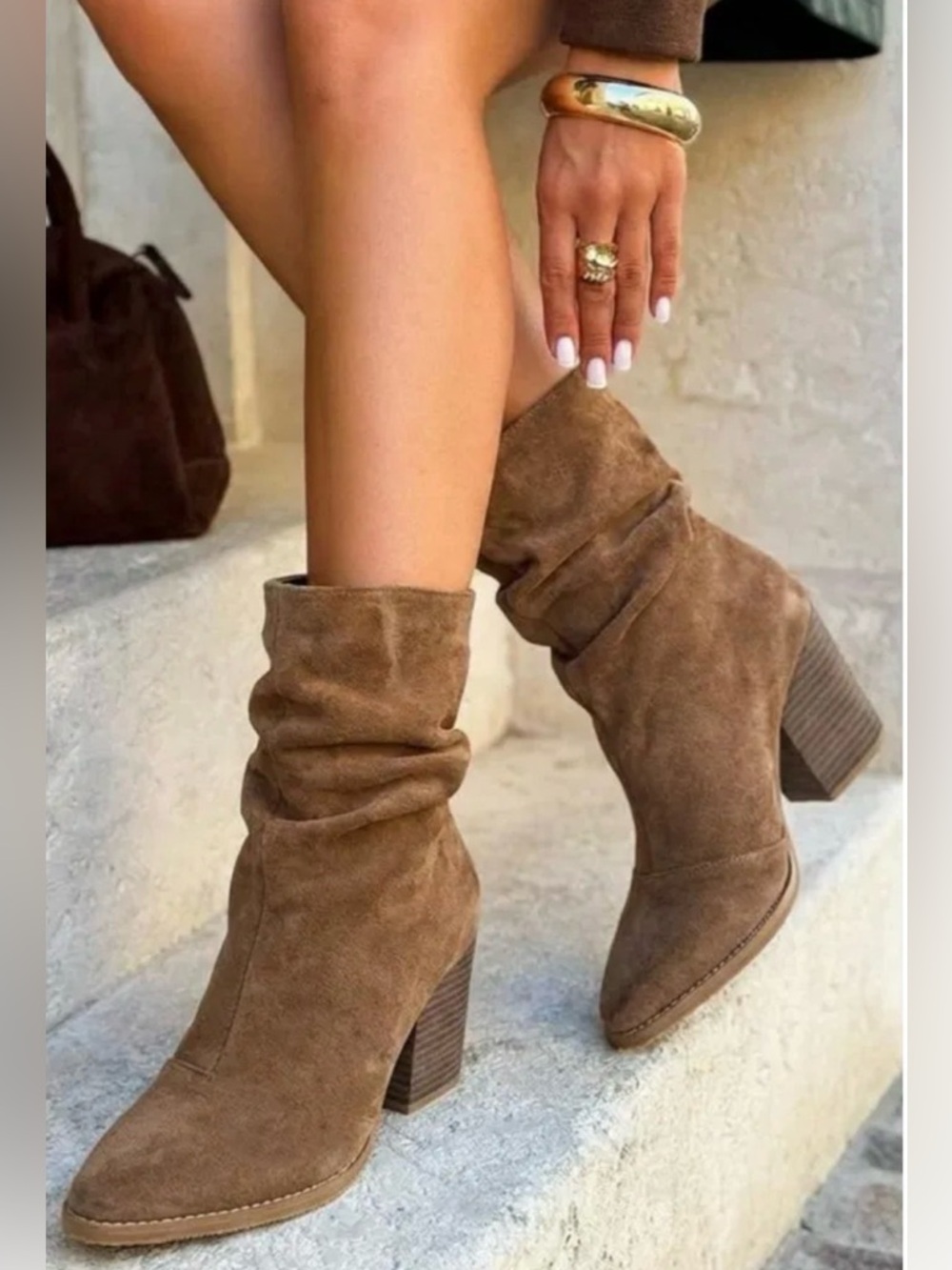 Matisse Dagget Western Suede Slouch Boots Brown Size 8